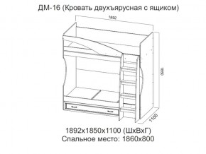 ДМ-16 Кровать двухъярусная с ящиком в Красноуфимске - krasnoufimsk.magazin-mebel74.ru | фото