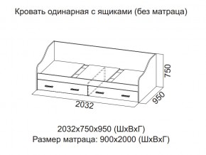 Кровать одинарная с ящиками (Без матраца 0,9*2,0) в Красноуфимске - krasnoufimsk.magazin-mebel74.ru | фото